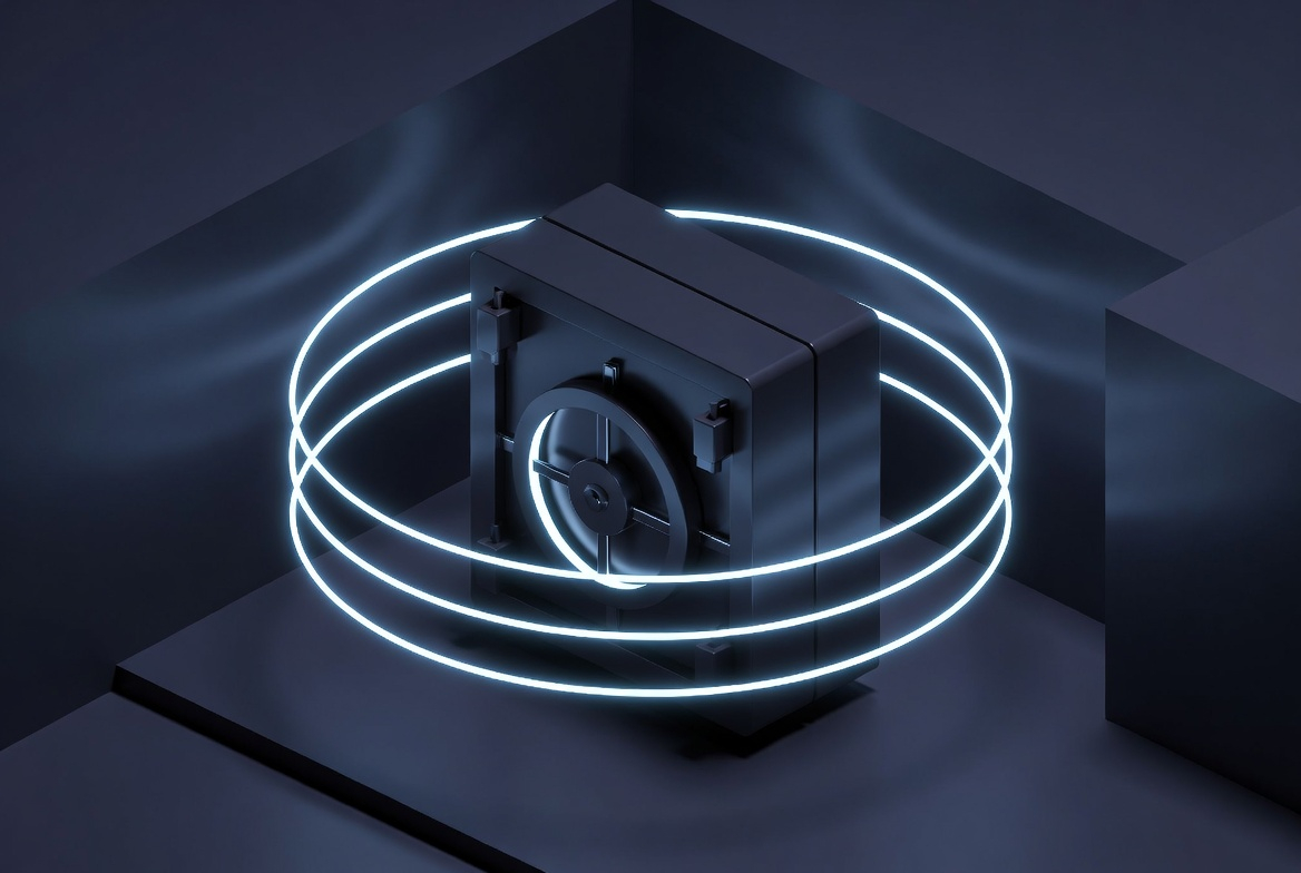 Neon digital padlock verifying scattered data nodes